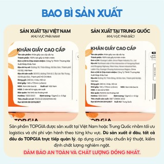 Khăn giấy rút Top Gia sắc hạ cao cấp 4 lớp dập vân 4D thành phần bột giấy từ thiên nhiên
