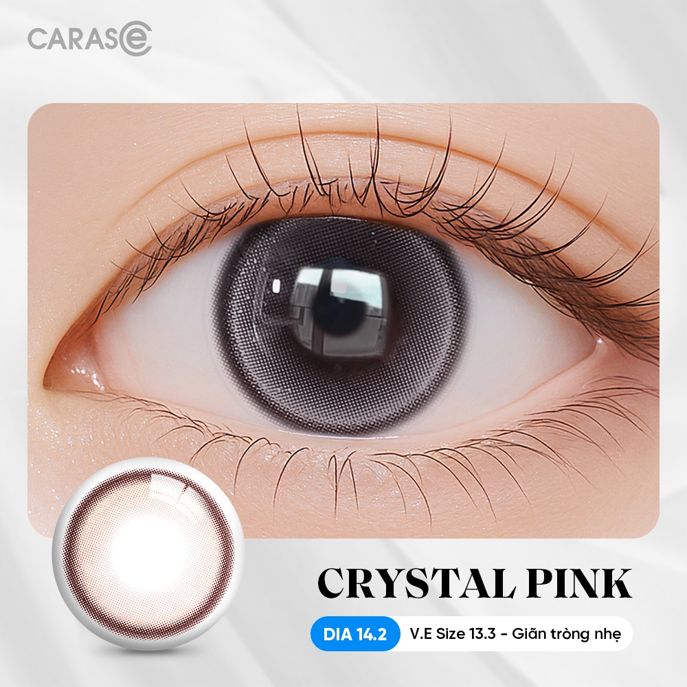 [1 chiếc] Kính áp tròng khoá ẩm 8H 1 Ngày Màu Hồng Pha Lê CARASE, Lens cận CRYSTAL PINK