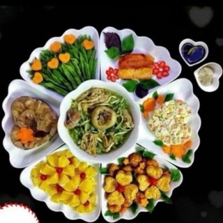 combo 2 Bộ Bát Đĩa Hoa Mặt Trời 7 Món gồm 6 Đĩa Cánh Hoa và 1 Bát Tô hợp ngày lễ, giỗ, Tết