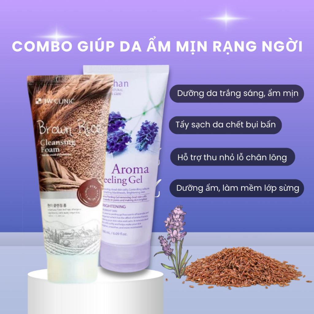 COMBO Sữa Rửa Măt Và Tẩy Da Chết Sạch Sâu Giúp Da Trắng Sáng Rạng Ngời, Tạo Cảm Giá Trơn Láng Mềm Mịn