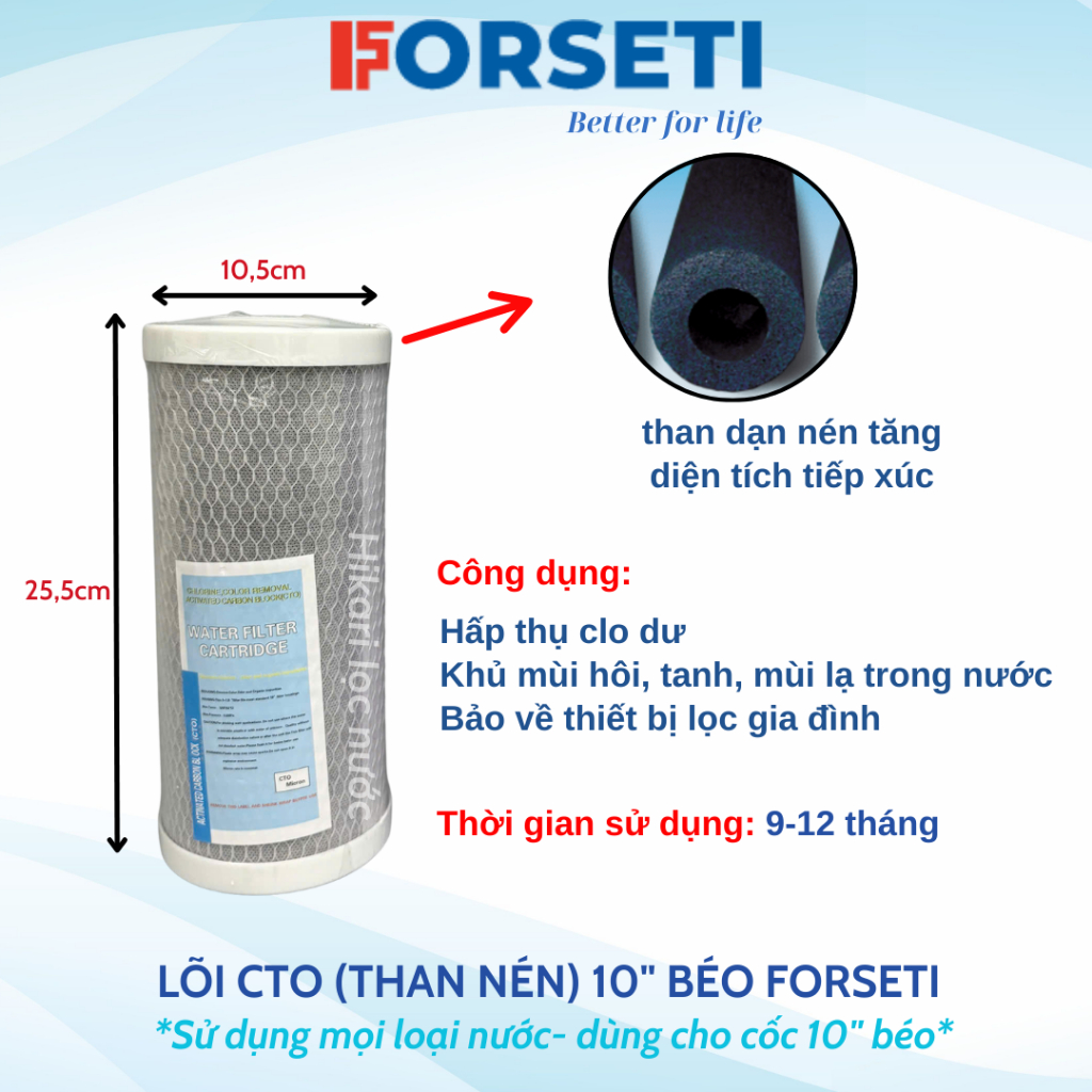 Lõi Lọc Nước Thô Đầu Nguồn Dùng Cho Cốc Lọc Béo 10 Inch