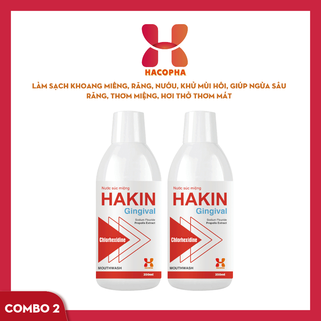 [ COMBO 2 CHAI ] Nước Súc Miệng HAKIN - Làm sạch khoang miệng, răng, nướu ,hơi thở thơm mát