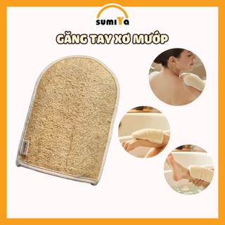 Găng Tay Tắm Xơ Mướp Nguyên Tắm Tẩy Tế Bào Chết Mát Xa Thiên Nhiên 100%