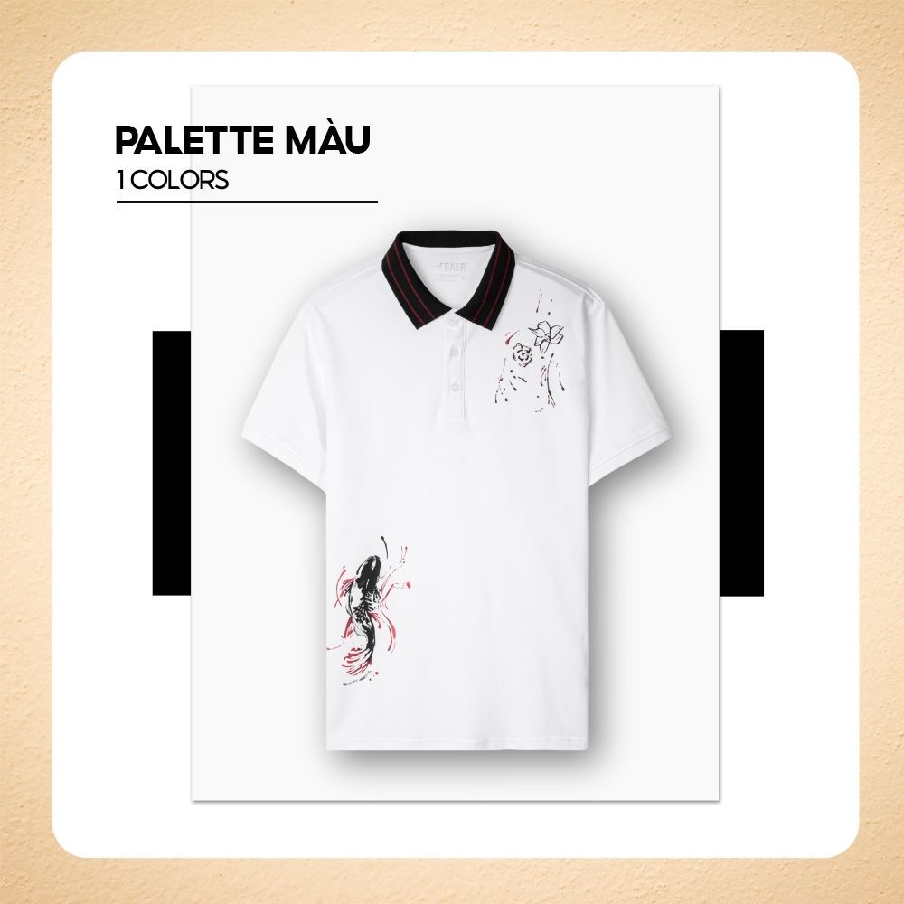 Áo polo LEAP họa tiết in cá chép và hoa nghệ thuật, vải Cotton Micro thấm hút, dày dặn đứng form, thanh lịch - FEAER