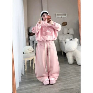Sét Bộ Nữ Basic From rộng xinh xắn Thêu Nối 29 Mix Quần Dài ống rộng Chất nỉ tàu Dày dặn hottrend 2026