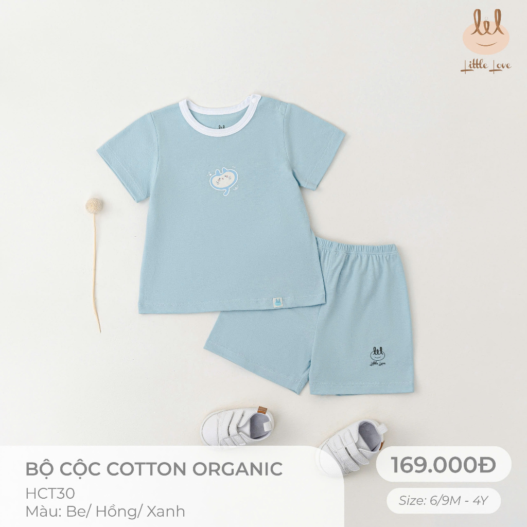 Bộ cộc tay cotton [Organic mềm mỏng mát, thấm hút co dãn tốt ] dành cho bé từ 6M -4Y (HCT30)