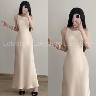 Đầm body nữ lụa TÔ CHÂU CAO CẤP thiết kế kiểu đơn cổ tròn cài nút form trơn ôm đuôi cá xoè  Lolystore NH458