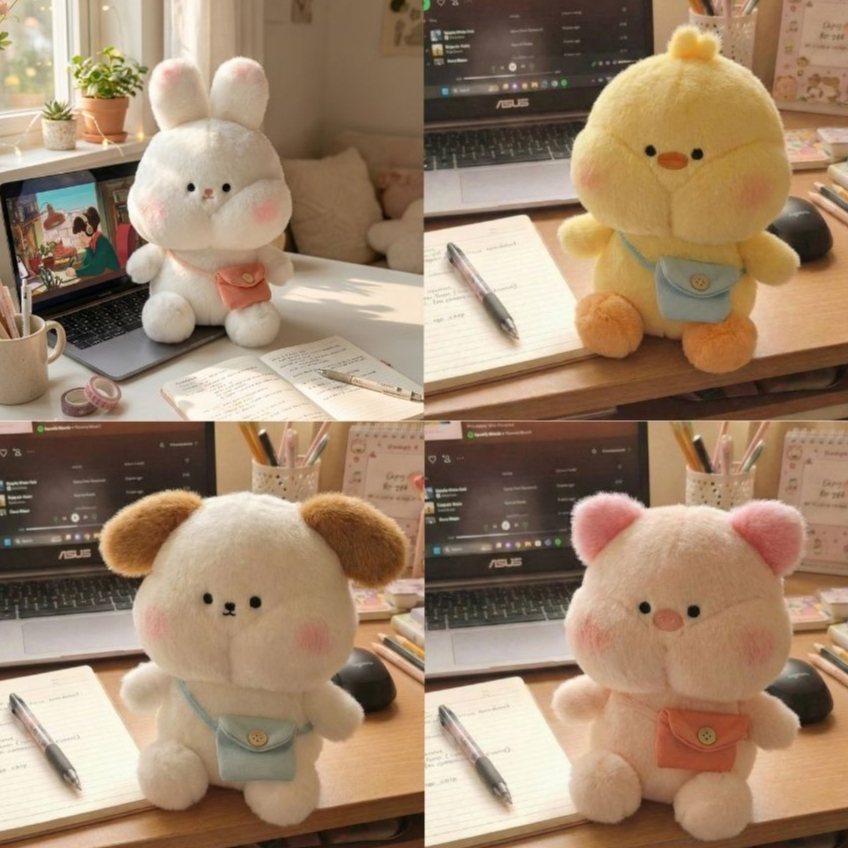 Gấu Bông Động Vật Mini Thỏ Heo Cún Gà Má Phính Đeo Túi Dễ Thương Quà Tặng Cho Bé,Trẻ Em, Bạn Gái Ngày Sinh Nhật,Dịp Lễ
