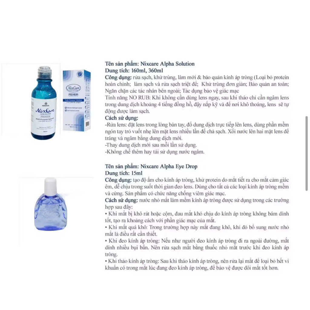 Nhỏ mắt Nixcare alpha premium Solution 15ml Giữ ẩm và chăm sóc tốt hơn Cho mắt Muneyes