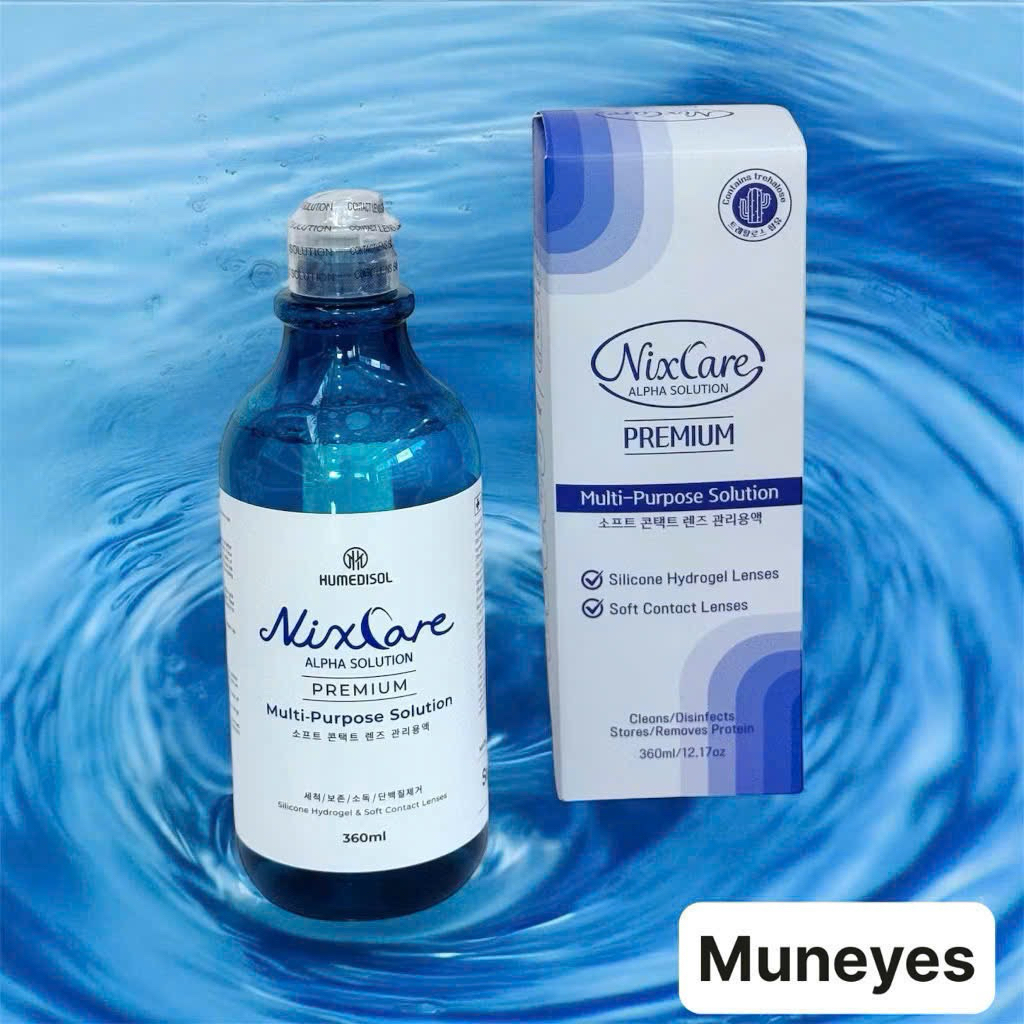 Nước ngâm lens Nixcare alpha premium solution Giữ ẩm và chăm sóc tốt cho mắt Muneyes