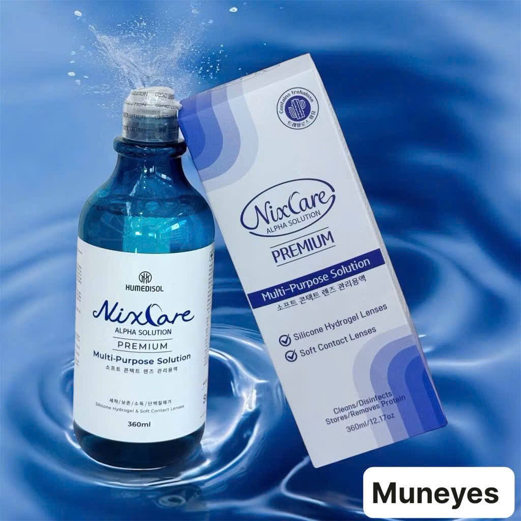 Nước ngâm lens Nixcare alpha premium solution Giữ ẩm và chăm sóc tốt cho mắt Muneyes