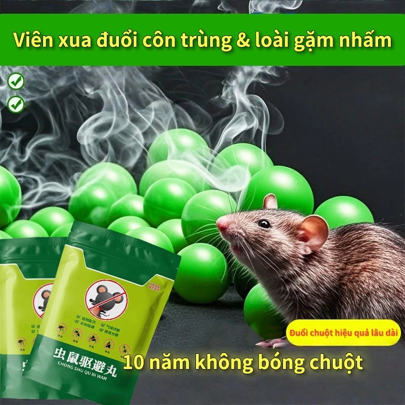 Viên đuổi chuột siêu mạnh Hiệu quả - Hiệu Quả 10 Năm | Tác Dụng Tức Thời & An Toàn Cho Gia Đình (10 Viên/Hộp)