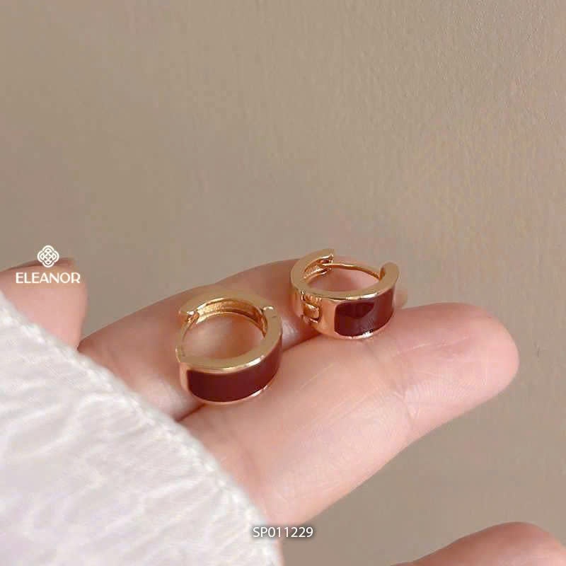 Bông tai nữ chuôi bạc 925 Eleanor Accessories khuyên tròn màu đỏ phụ kiện trang sức khuyên tai 11229