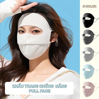 KHẨU TRANG CHỐNG NẮNG CAO CẤP CHE TRÁN CHE MẶT UPF 50+ VẢI LỤA BĂNG NHẸ MÁT CHỐNG BỤI NAM NỮ