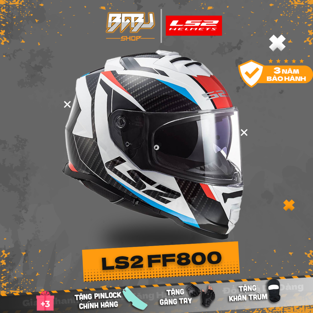 [Tặng Pinlock] Mũ Fullface 2 Kính LS2 FF800 Racer Màu Trắng Xanh Đỏ ...