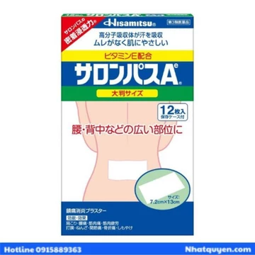 Cao dán giảm đau Salonpas Hisamitsu Nhật Bản hộp 140 miếng.