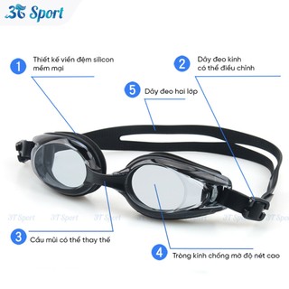 Kính bơi cao cấp Youyou chống mờ, Kính bơi cận 1.5 - 6.0 độ, thiết kế ôm khít tầm nhìn rõ nét KB6716