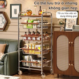 Kệ xe đẩy inox đựng đồ Xe đẩy Spa Với nhiều giỏ lưới kéo ra kệ để đồ đa năng bánh xe