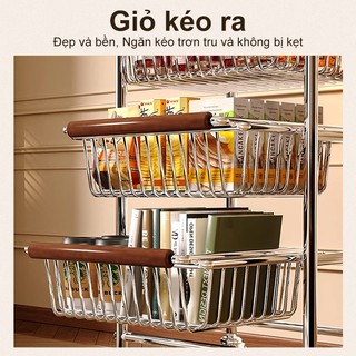 Kệ xe đẩy inox đựng đồ Xe đẩy Spa Với nhiều giỏ lưới kéo ra kệ để đồ đa năng bánh xe