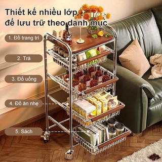 Kệ xe đẩy inox đựng đồ Xe đẩy Spa Với nhiều giỏ lưới kéo ra kệ để đồ đa năng bánh xe
