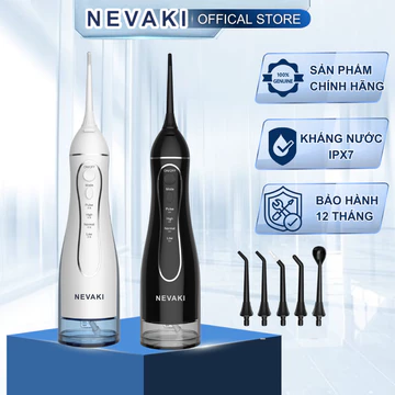Máy tăm nước cầm tay NEVAKI C102 với 4 chế độ làm sạch, chống nước IPX7, bình chứa nước lớn 300ml oral irrigator h2oflos
