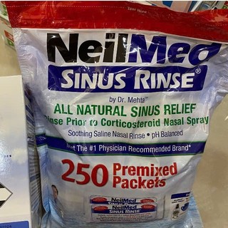 Muối sinh lý rửa mũi Neilmed Sinus Rinse hàng Mỹ (Túi 250 gói muối không kèm bình) -Hàng Chính Hãng