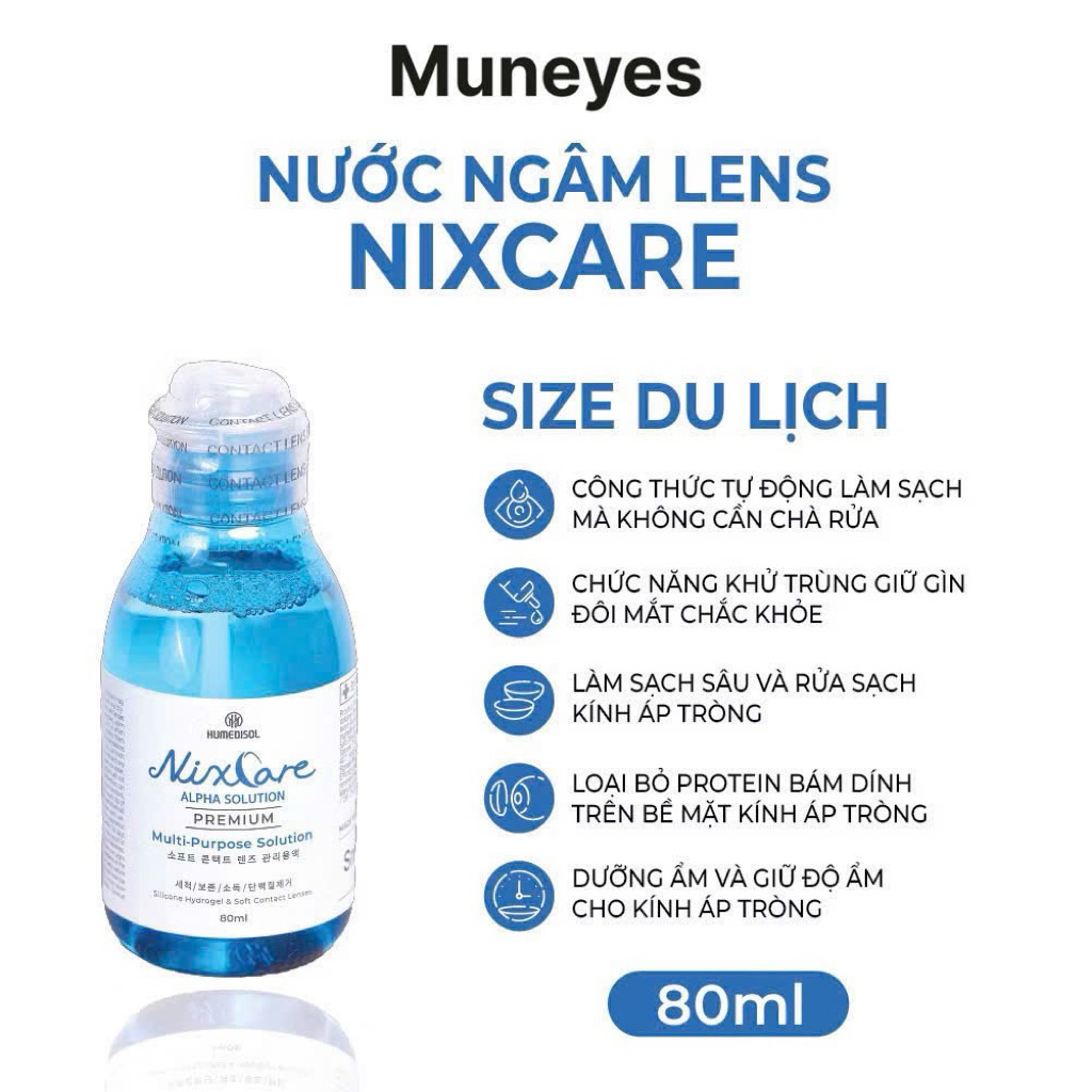 Nước Ngâm Lens Nixcare premium Alpha 80ml 160ml 360ml Muneyes