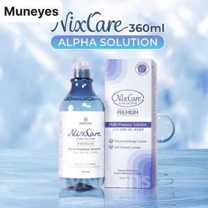 Nước ngâm Lens Nixcare alpha Premium Solution 360ml giữ ẩm và chăm sóc tốt hơn cho mắt Muneyes