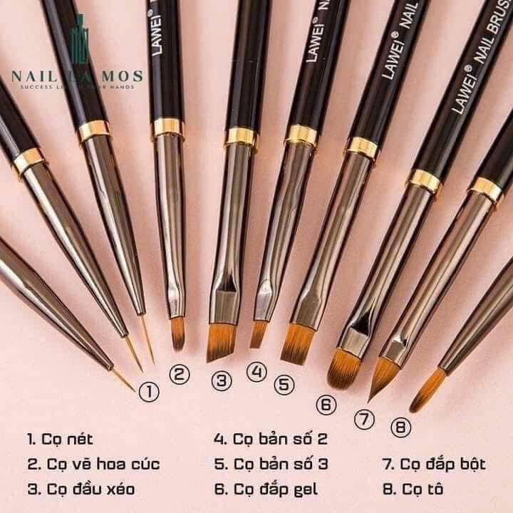 SET 10 Cọ Làm Nails Chuyên Dụng – Bộ Cọ Nail Cao Cấp, Đa Dạng Đầu Cọ Vẽ, Đắp, Gel, Phù Hợp Salon & Học Nail