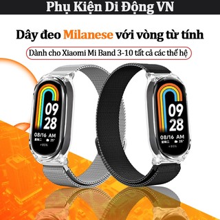 Dây đeo Milanese thép không gỉ cao cấp, từ tính – Dành cho Xiaomi Mi Band 3/4/5/6/7/8/9/10