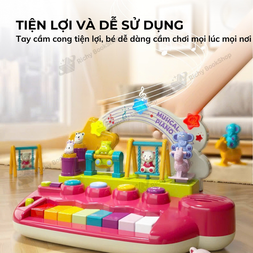 Đồ chơi âm nhạc cho bé kèm đàn piano điện tử có hiệu ứng động vật nhảy múa Goodway Musical Piano