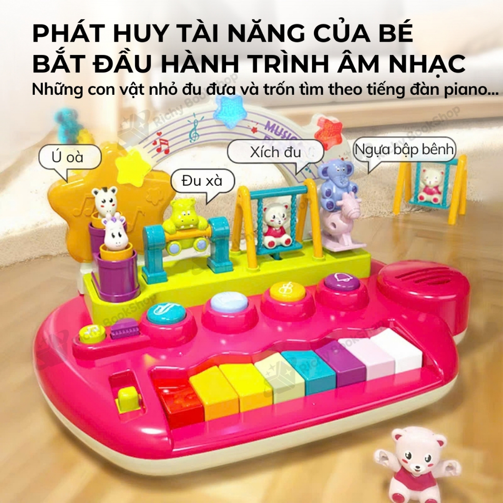 Đồ chơi âm nhạc cho bé kèm đàn piano điện tử có hiệu ứng động vật nhảy múa Goodway Musical Piano