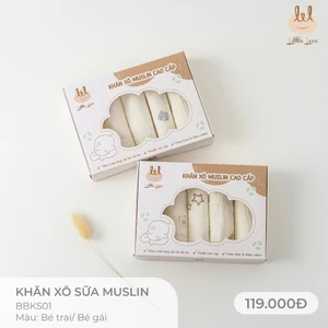 Sét 5 chiếc khăn xô sữa muslin siêu thấm hút [ Mềm, không có rút sợi] dành cho bé Lil little love (BBKS01)