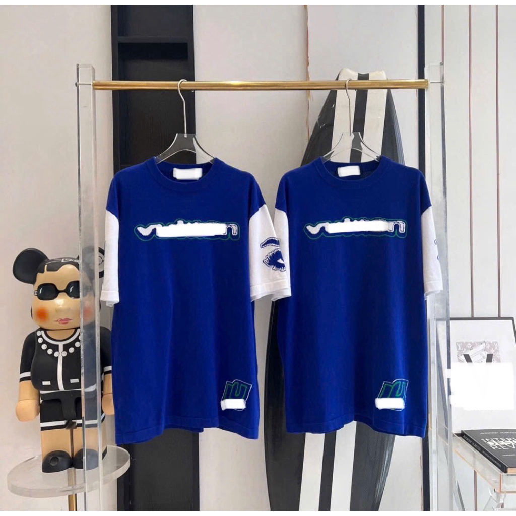 ⚡️[Hight Quality] Áo Phông Len \/ Blue Cộc Tay Cổ Tròn - Điểm Nhấn Chữ Dệt Kim Phối Số Street Wear Nam Nữ