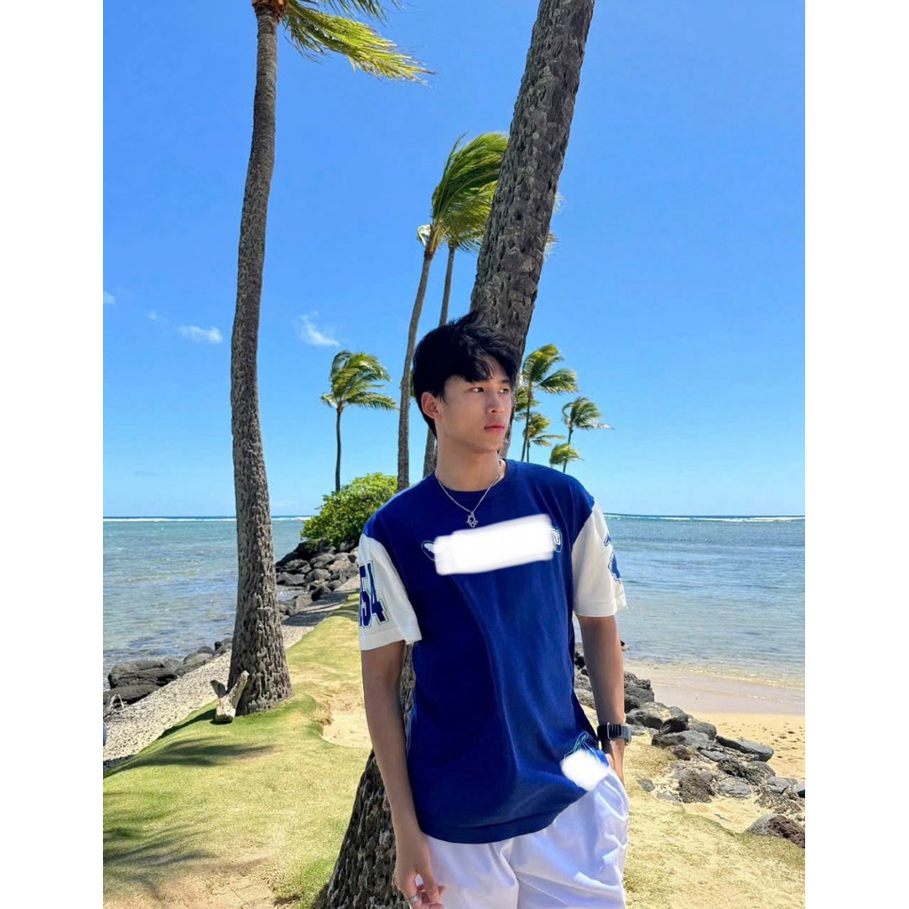 ⚡️[Hight Quality] Áo Phông Len \/ Blue Cộc Tay Cổ Tròn - Điểm Nhấn Chữ Dệt Kim Phối Số Street Wear Nam Nữ