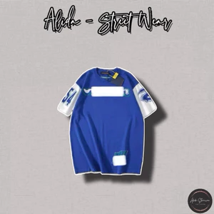⚡️[Hight Quality] Áo Phông Len \/ Blue Cộc Tay Cổ Tròn - Điểm Nhấn Chữ Dệt Kim Phối Số Street Wear Nam Nữ