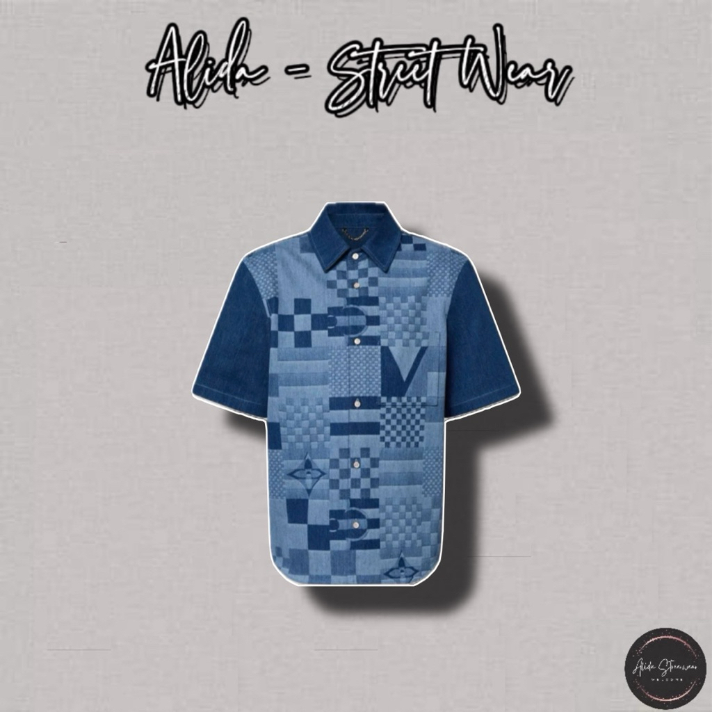 ⚡️[Hight Quality] Áo Sơ Mi Denim Cộc Tay \/ Da1mer Ready - Điểm Nhấn Ô Vuông Xanh Phối Màu Cao Cấp Street Wear Nam Nữ