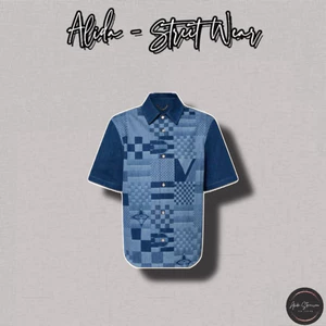 ⚡️[Hight Quality] Áo Sơ Mi Denim Cộc Tay \/ Da1mer Ready - Điểm Nhấn Ô Vuông Xanh Phối Màu Cao Cấp Street Wear Nam Nữ