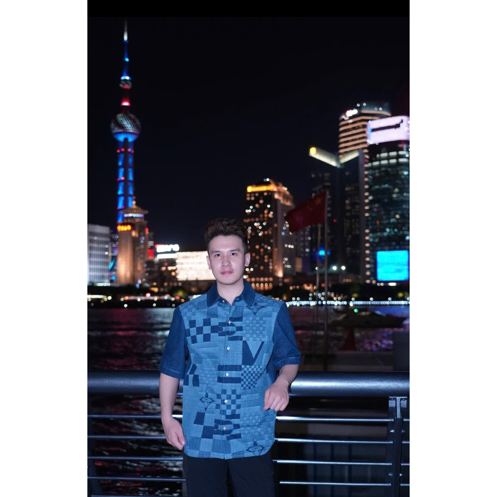 ⚡️[Hight Quality] Áo Sơ Mi Denim Cộc Tay \/ Da1mer Ready - Điểm Nhấn Ô Vuông Xanh Phối Màu Cao Cấp Street Wear Nam Nữ