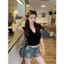 Áo thun nữ tay ngắn phối ren buộc dây, dáng crop ôm body, phong cách gợi cảmm as