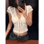 Áo thun nữ tay ngắn phối ren buộc dây, dáng crop ôm body, phong cách gợi cảmm as