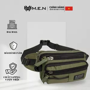 Túi đeo bụng cao cấp 6 ngăn ĐB84 cao cấp 2 màu rêu - đen vải dày dặn [SẢN PHẨM MỚI]