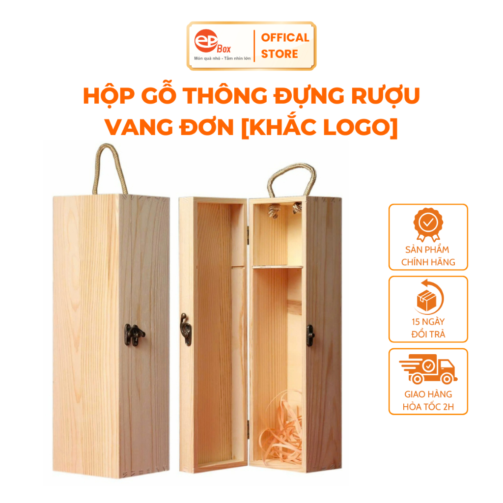 Hộp Đựng Rượu Vang Gỗ Thông Đơn Epvina