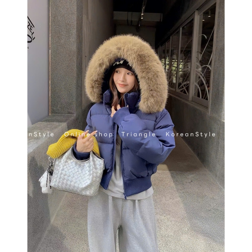 TRIANGLE - Good Puffer Jacket (Cân nhắc kỹ, return is not welcomed) - Áo khoác phao mũ lông phong cách Hàn Quốc ấm áp