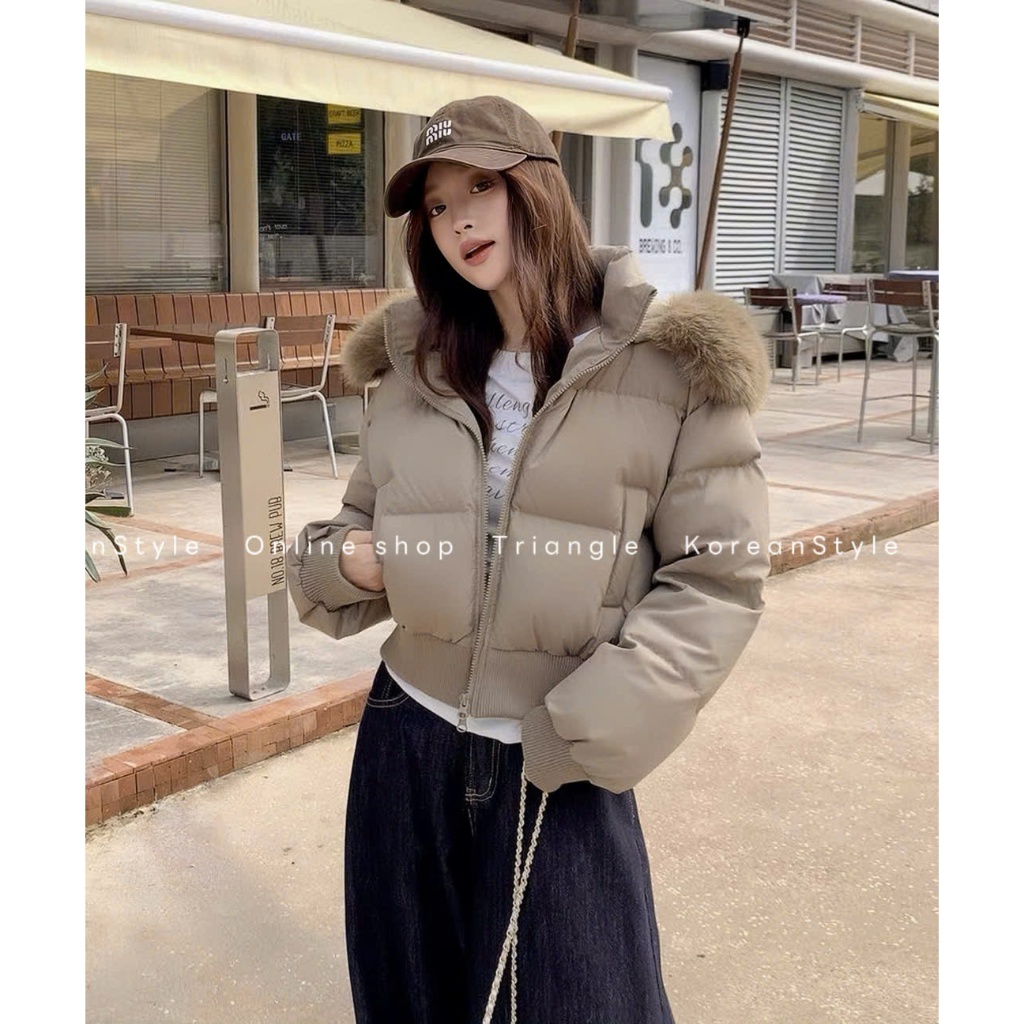 TRIANGLE - Good Puffer Jacket (Cân nhắc kỹ, return is not welcomed) - Áo khoác phao mũ lông phong cách Hàn Quốc ấm áp
