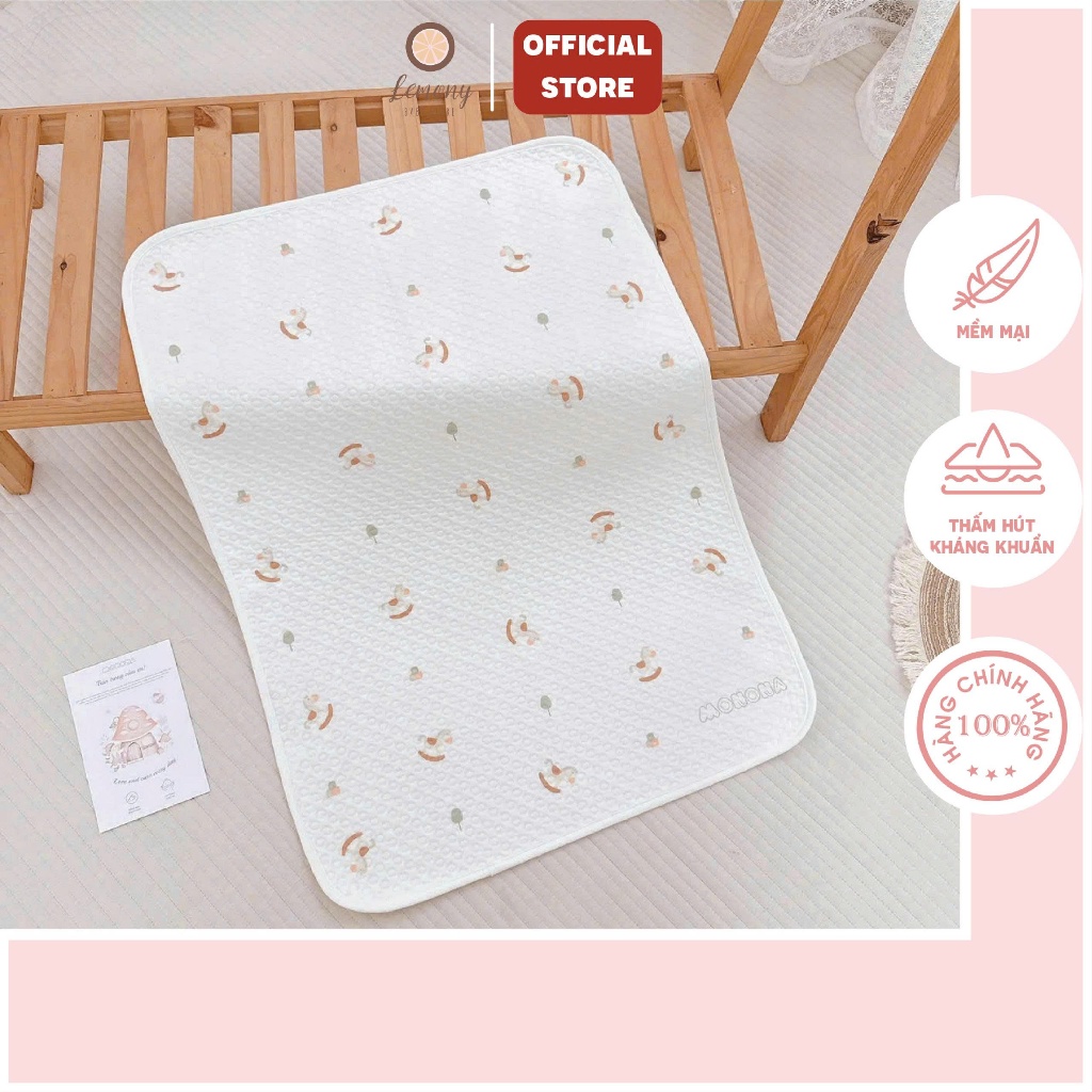 Tấm lót chống thấm cho bé, bề mặt Organic MONONA mềm mịn, tự nhiên, kháng khuẩn size 50x70cm