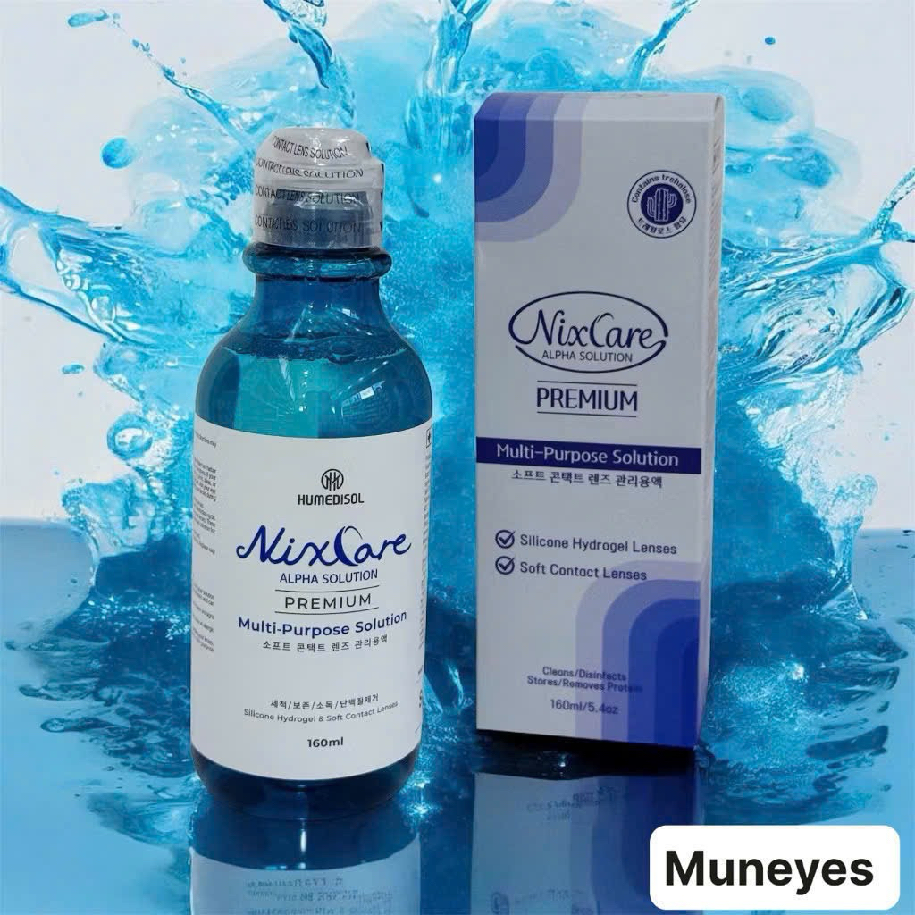Nước ngâm lens Nixcare alpha premium solution Giữ ẩm và chăm sóc tốt cho mắt Muneyes