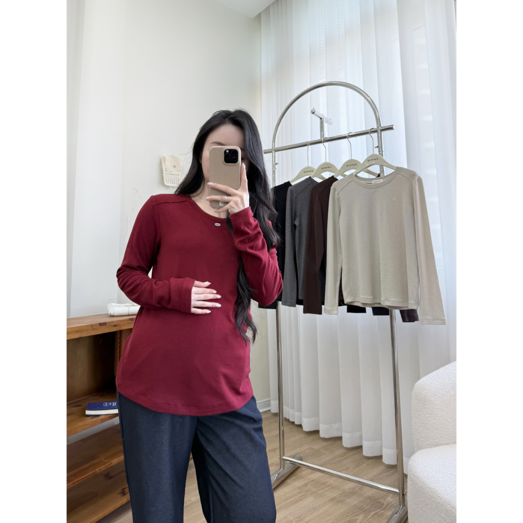Áo thun dài tay, áo phông bầu cổ tròn chất liệu thun hàn cao cấp, thấm hút, giữ ấm tốt Basic Tee BY L'AMME