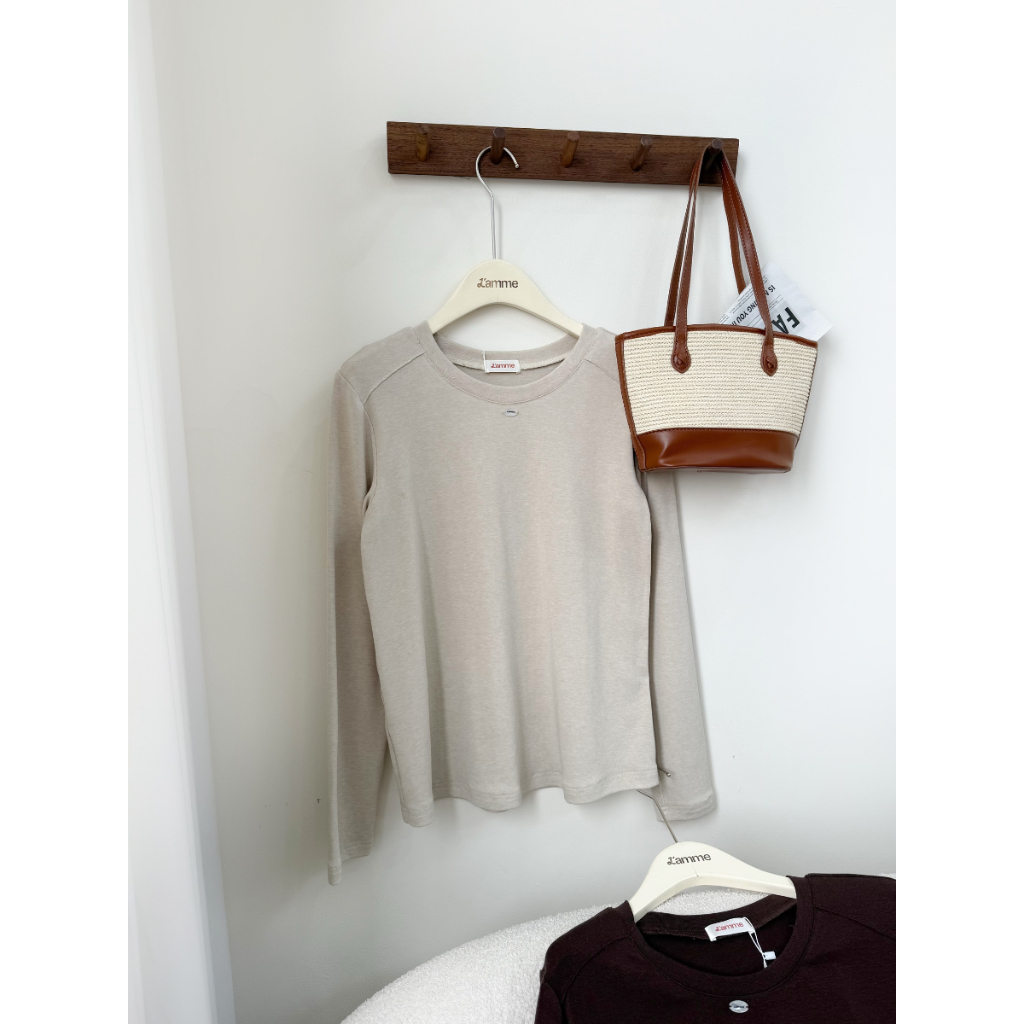 Áo thun dài tay, áo phông bầu cổ tròn chất liệu thun hàn cao cấp, thấm hút, giữ ấm tốt Basic Tee BY L'AMME
