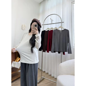 Áo thun dài tay, áo phông bầu cổ tròn chất liệu thun hàn cao cấp, thấm hút, giữ ấm tốt Basic Tee BY L'AMME